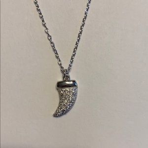 Sterling Silver CZ Sharks Tooth Necklace